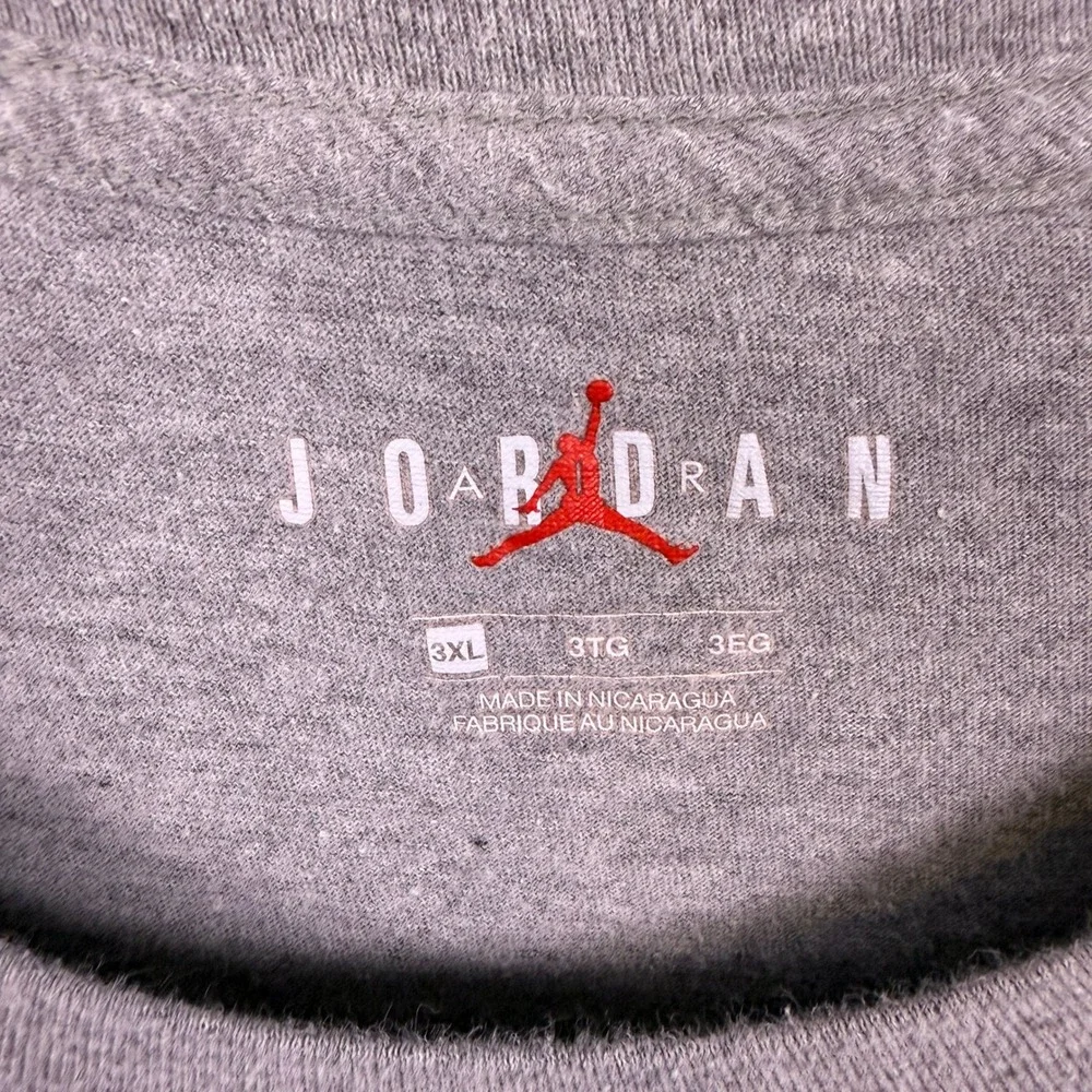 Jordan T-Shirt Mens 3XL Gray Embroidered Jumpman Logo Short Sleeve Cotton Blend